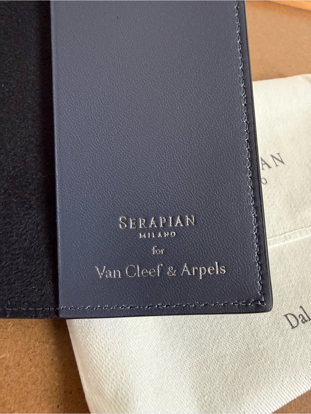 Serapian Milano For Van Cleef & Arpels New Navy Woven Leather Passport Case — image 4 of 5